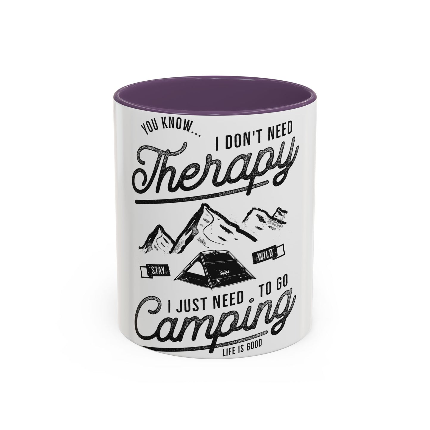 Camping Therapy Coffee Mug - Motivational 11oz & 15oz Accent Mug