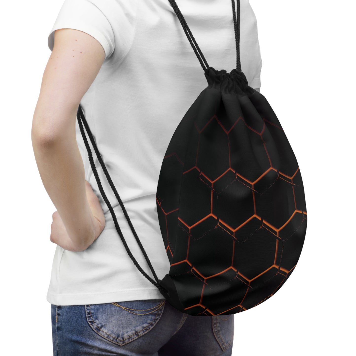 Geometric Honeycomb Drawstring Bag - Unique Pattern for Everyday Use & Gifts